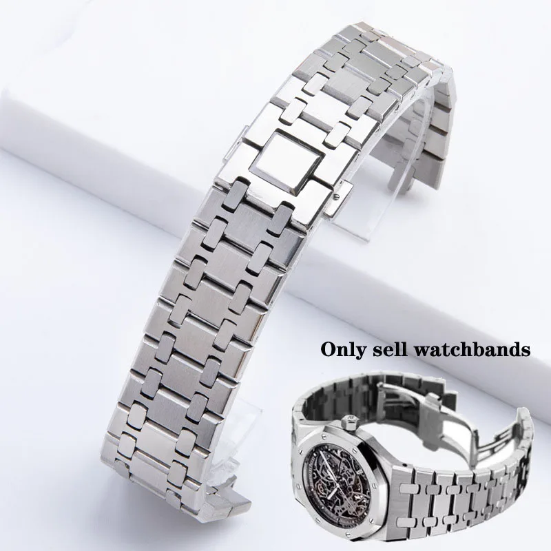 

Watchbands 21mm 26mm Men women Full 904 Stainless Steel Watch Band Bracelet For AP ROYAL OAK watch strap folding buckle