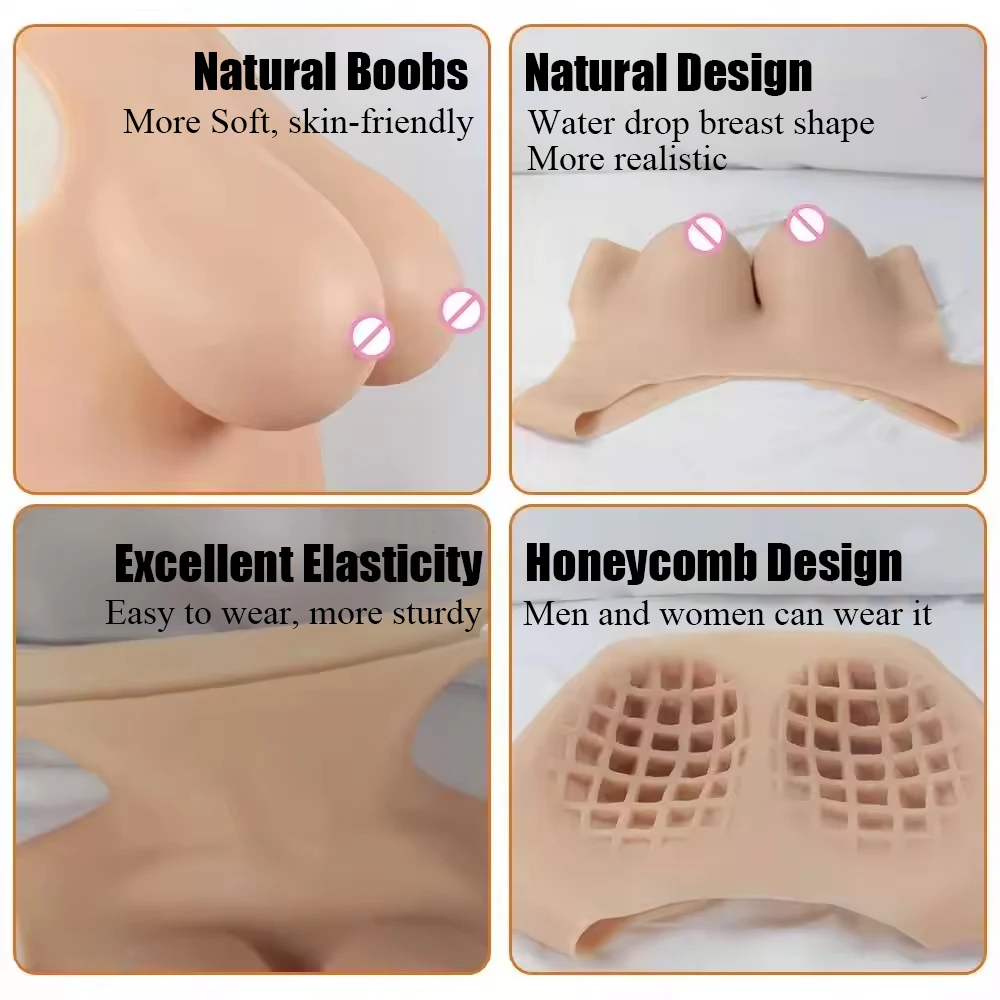 Artificial Silicone Breast Forms C Cup Realistic Fake Boobs Vest for Woman Usage Breastplate Breast Cancer Patient Mastectomy