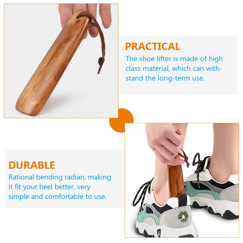 

3pcs Portable Wood Shoehorn Smooth Wear-Resistant Horn For Home Travel Use Household Shoe Helper Elderly Convenient Shoe