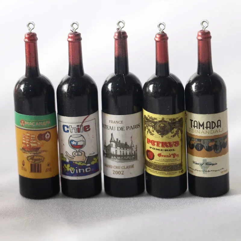 10 pçs simulação resina garrafa de vinho resina encantos para brinco chaveiro colar jewlery maiking pingentes diy acessórios descobertas