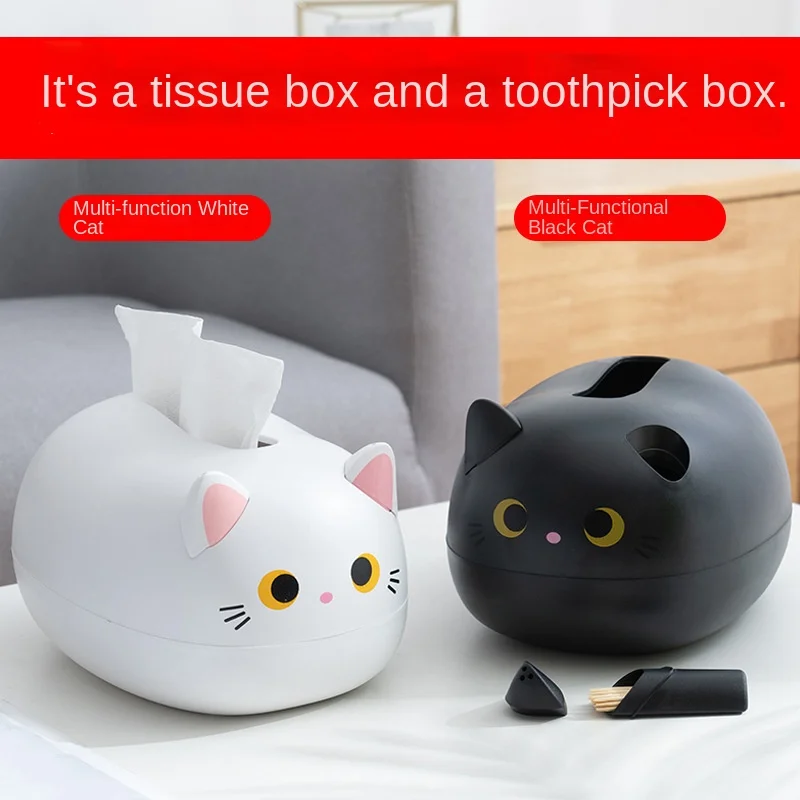 Cat Tissue Box Cute, Simple, Multifunctional Storage and Decoration, Living Room Coffee Table, Car Mounted Household Paper Drawe