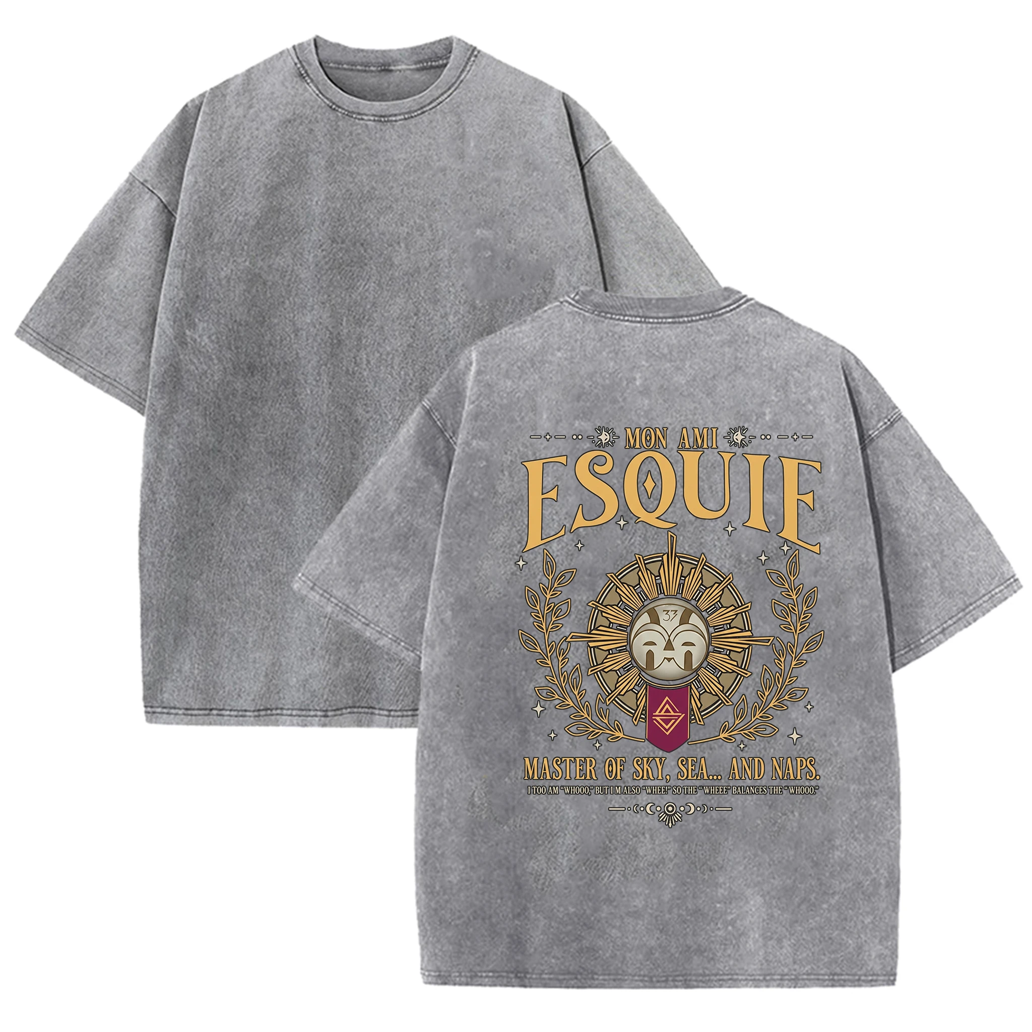 Camiseta Vintage de Algodón Lavado con Estampado Mon Ami Esquie, Manga Corta, Casual, Holgada, Estilo Urbano para Hombre, Ropa de Verano