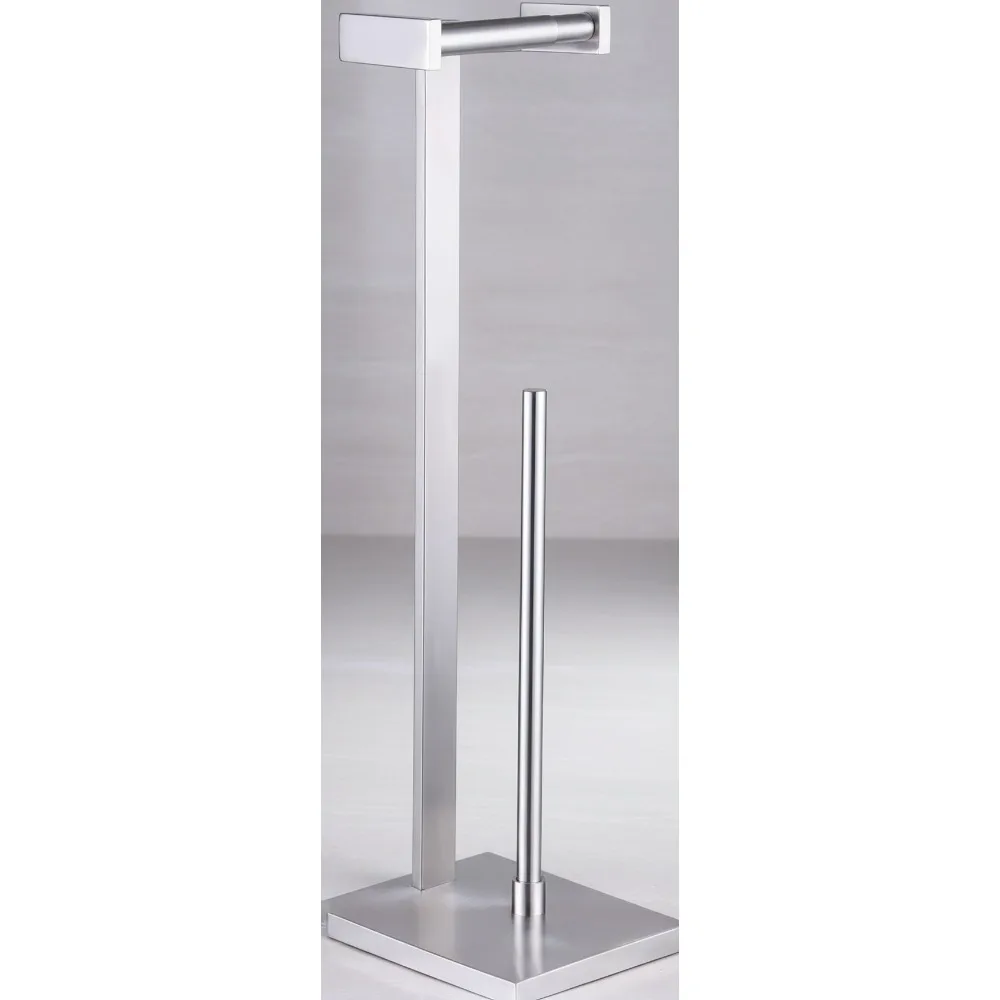 

Stainless Steel Free Standing Toilet Paper Holder, Brushed Finish, Rust-Proof for Bathroom Kitchen
