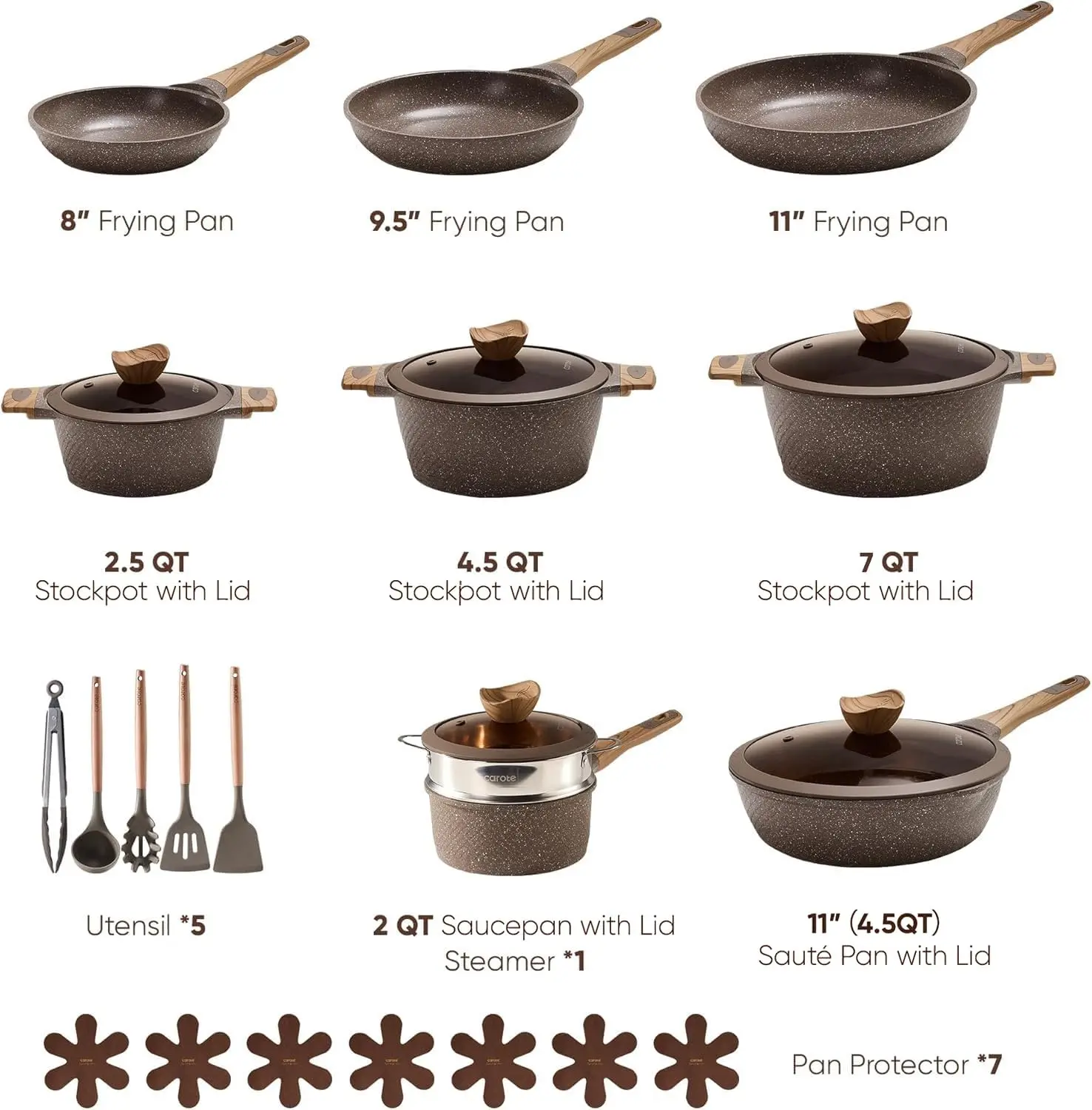 26Pcs Pots Pans Set Nonstick Cookware Sets Induction Kitchen Cooking Set Special Texture Design Ultra Durable Easy Food Release