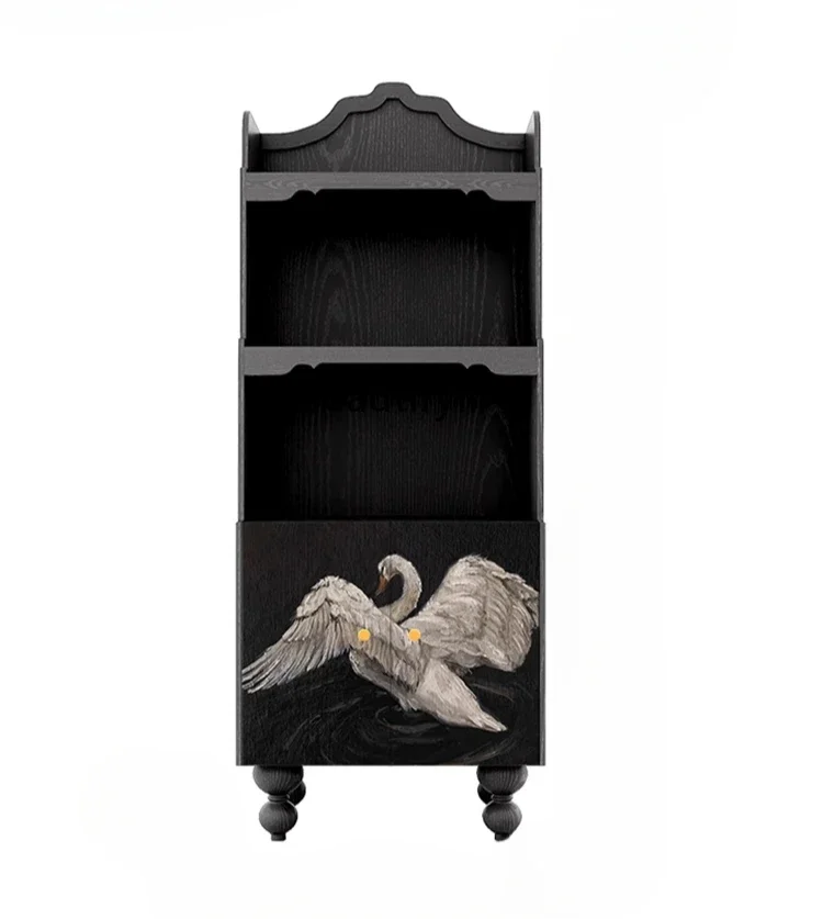 

French white swan solid wood bookcase, living room wall storage, dining side cabinet, multi-layer storage decorative cabinet