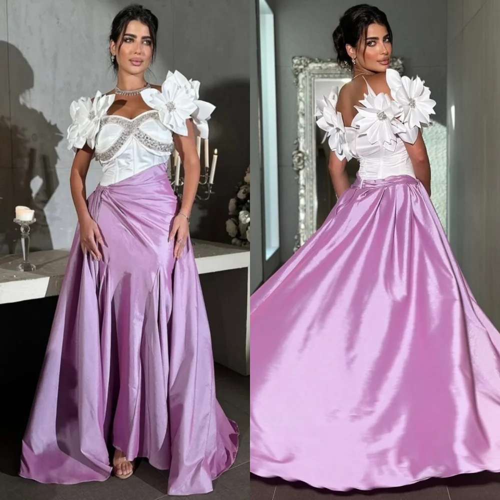 

Customized Intricate Matching Charmeuse Sequined Pleat A-line Sweetheart Long Dresses Bespoke Occasion Sexy
