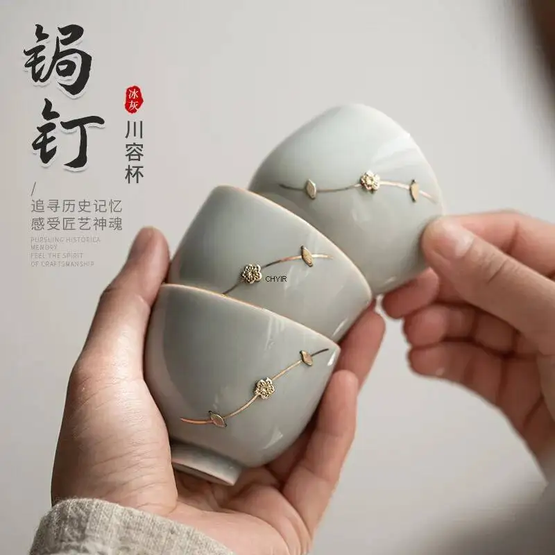 

Curved Nail Tea Cup Japanese Ice Gray Ash Glaze Cup Tea Bowl Ceramic Kung Fu Tea Set Small Master Cup Personal Cup