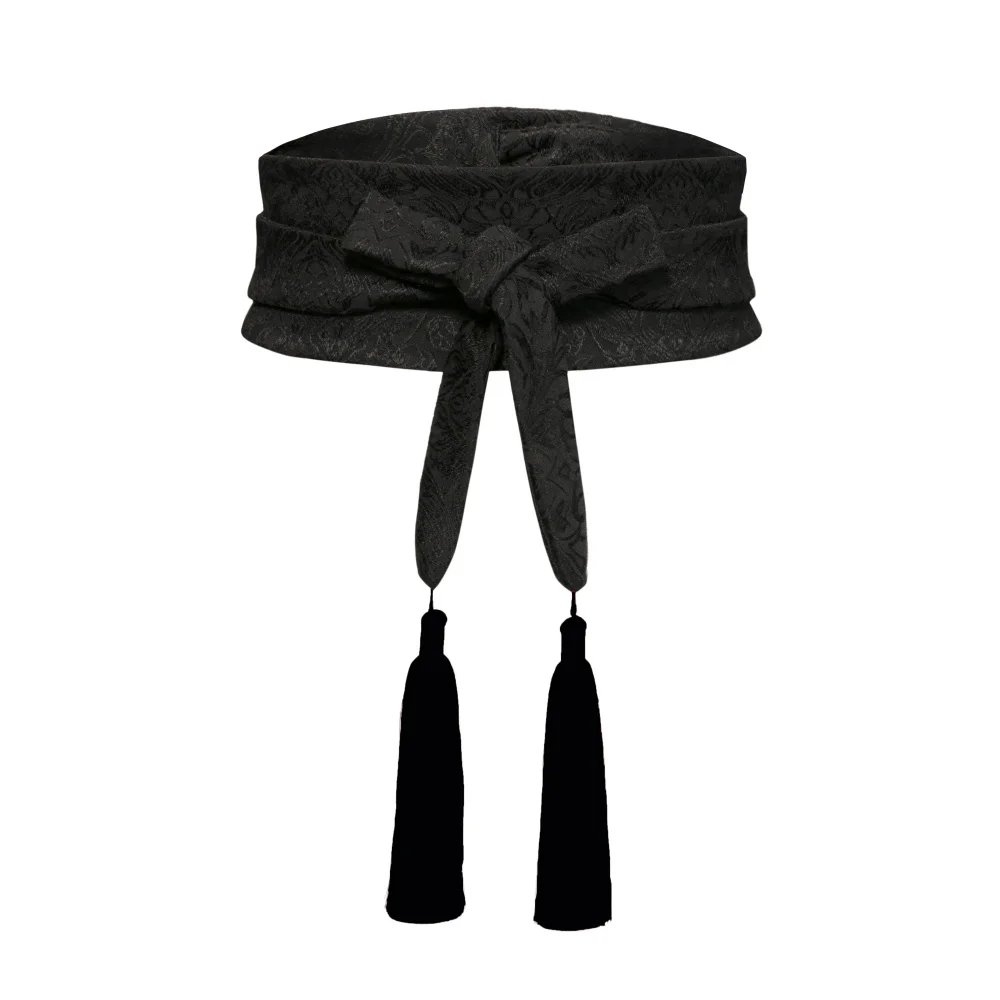 Chinese Traditional Style Women's Waistband with Tassel Cotton Linen Wide Belt Dress Belt Cosplay Wear