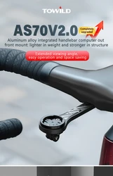 TOWILD AS70 Aluminum Cycling Computer Mount Out-front Extended Bar for Road Bike Aero Handlebar for Garmin/iGPSPORT/Magene/XOSS