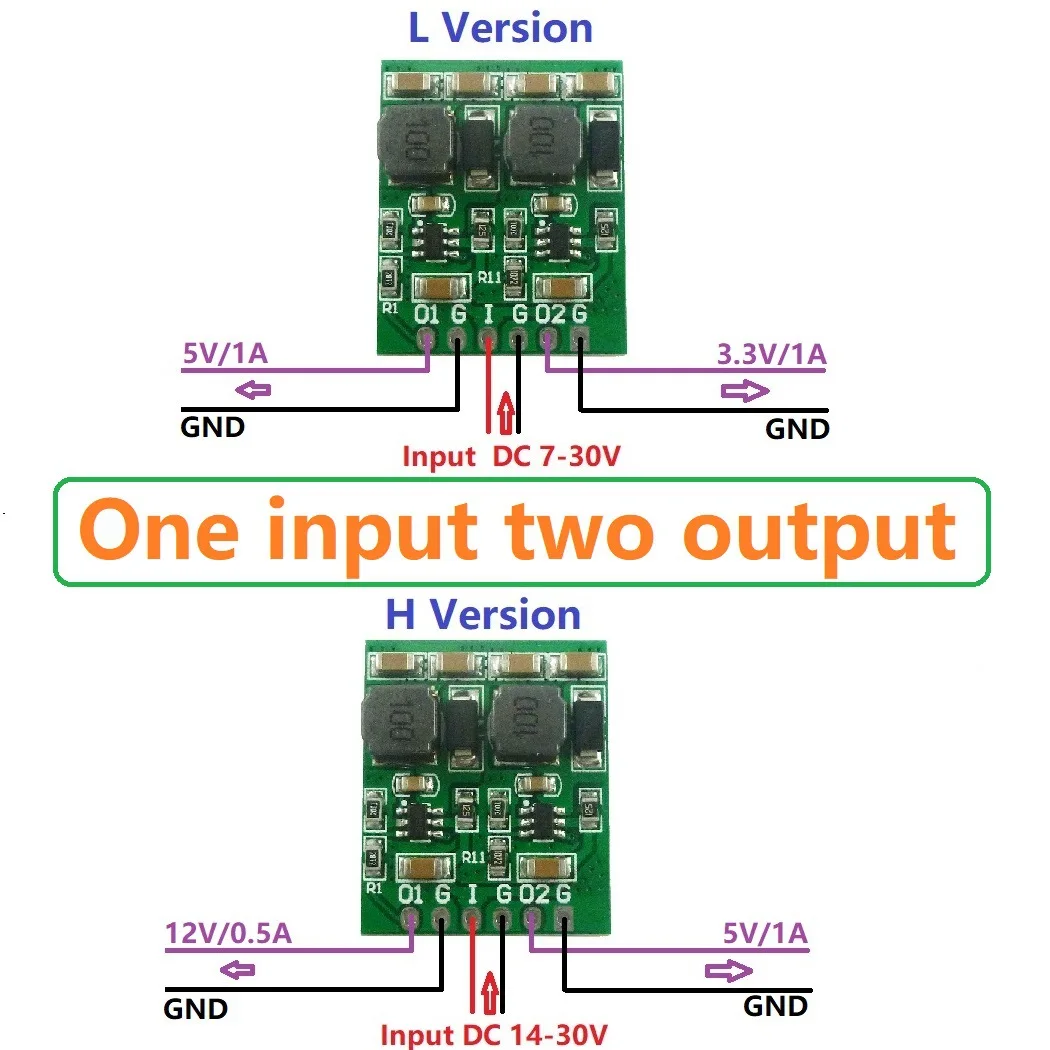 DC 12V 5V 3.3V Voltage Regulator Board Converter 10W Dual Output DC-DC Buck Step-Down Power Supply Module