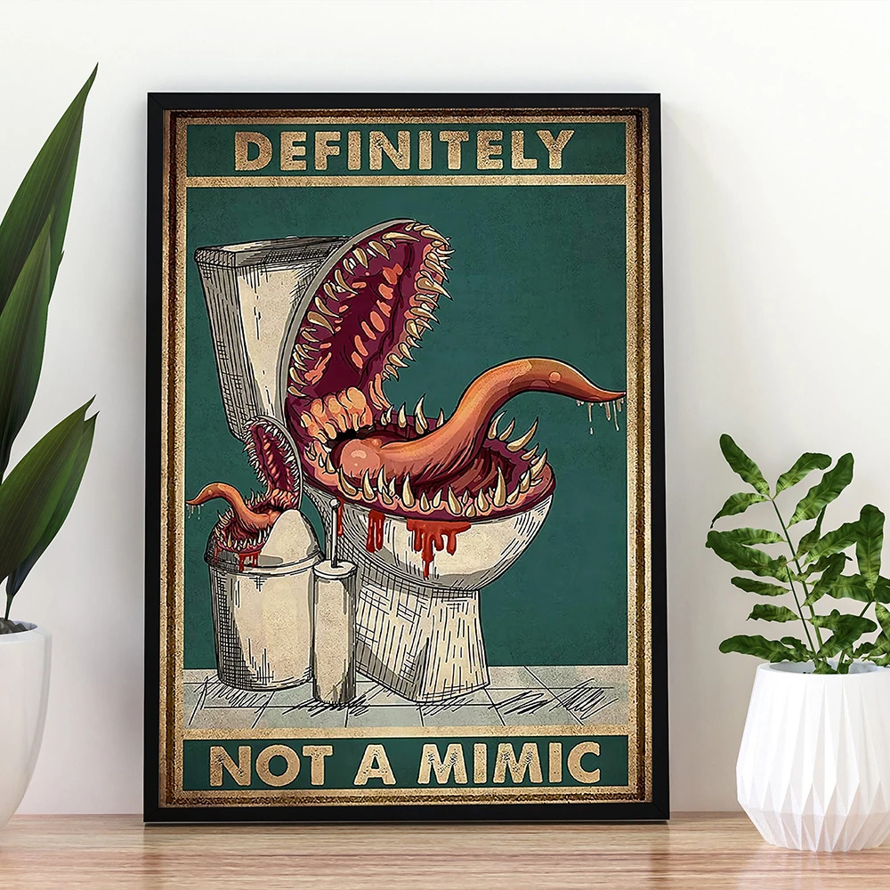 

Mimic Retro Cannibal Monster Funny Commode Toilet Wall Art Poster Print Vintage Abstract Bathroom Home Decor Restroom Decoration