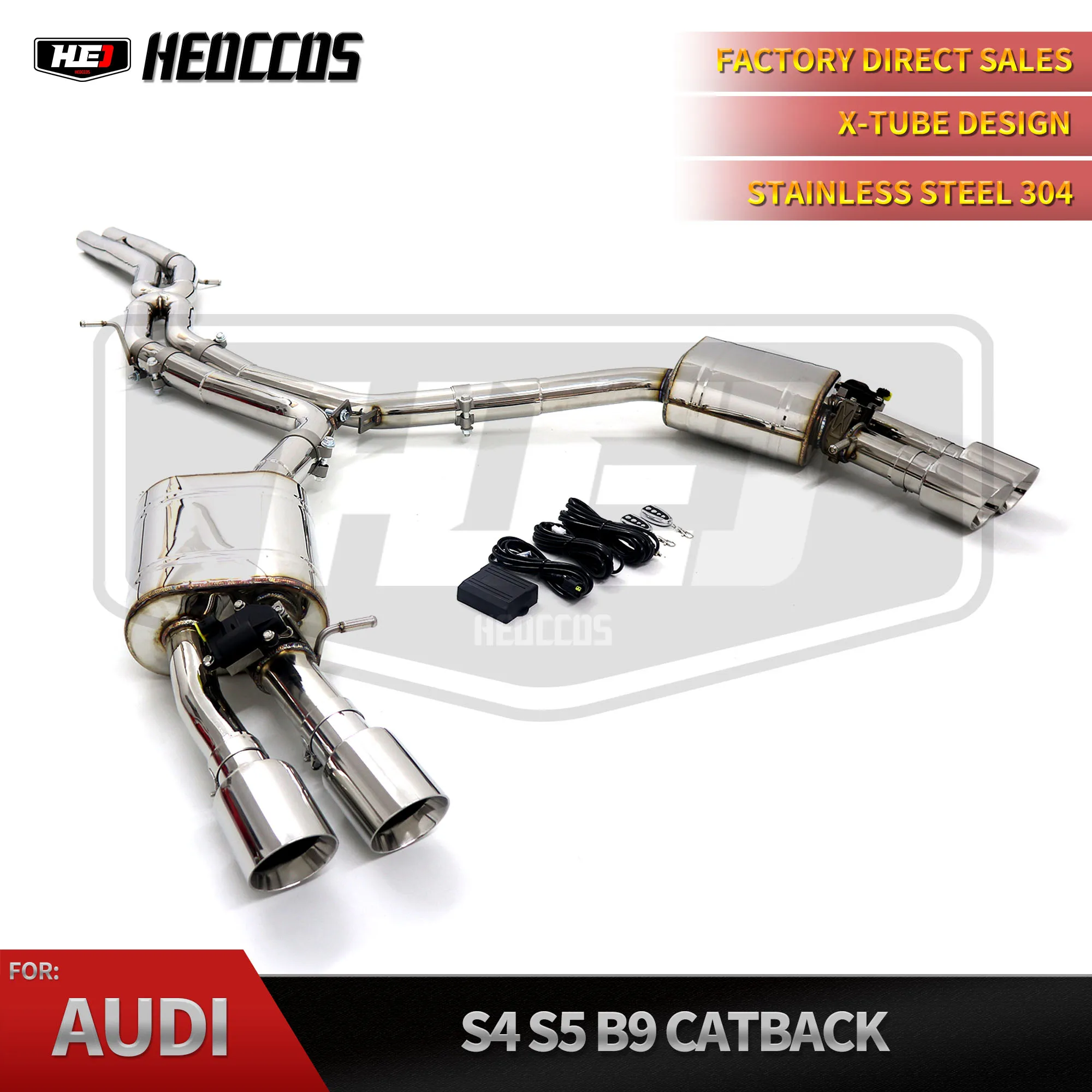 

HEO Stainless Steel Exhaust Catback for Audi S5 B9 2017-2019 3.0T With Muffler Valves Auto Performance Parts Exhaust