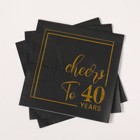 16pcs Black Gold Hot Stamping 40 50 years old Birthday Napkins Happy Birthday 40 50th Anniversary Celebration Party Supplies ﻿