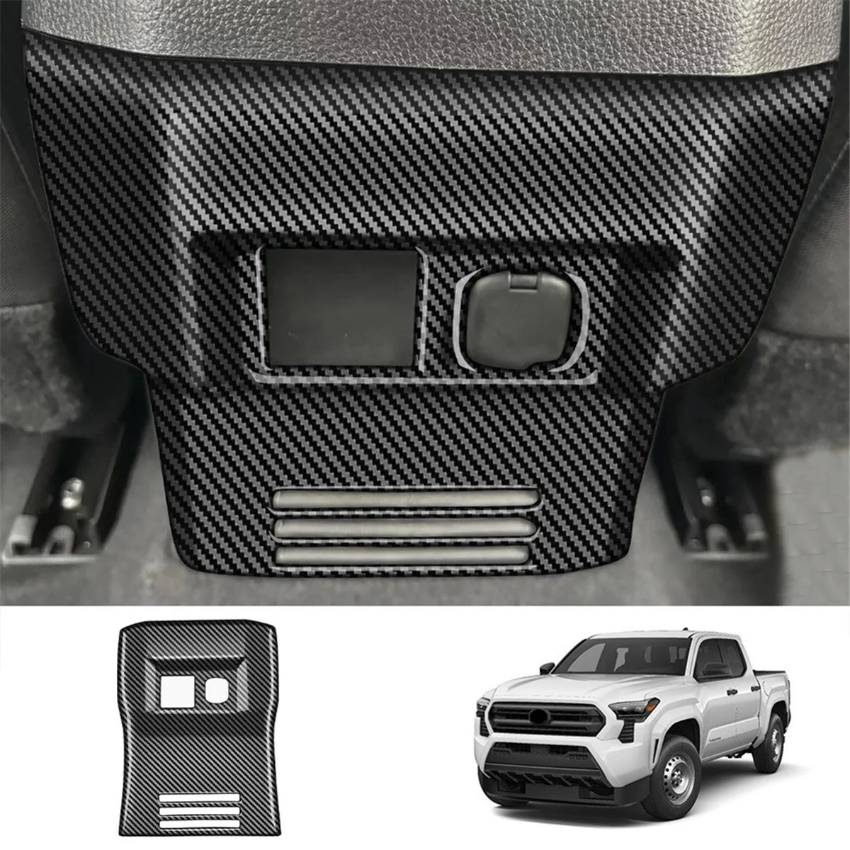 Car Rear Air Conditioner Vent Outlet Frame Anti-Kick Panel Cover Trim for 2024 Carbon