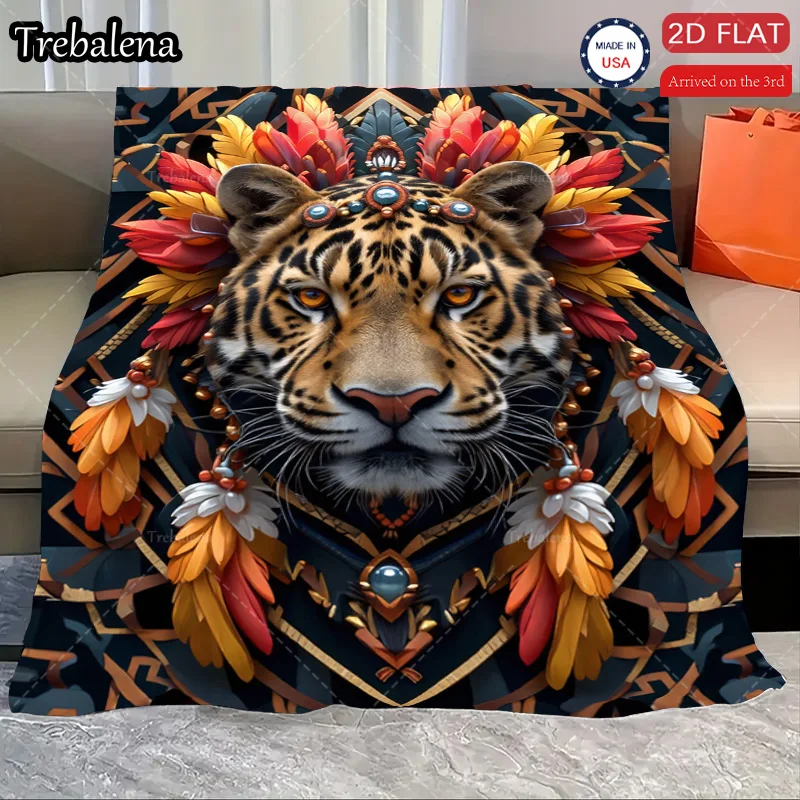 

Flannel Blanket-Soft Lightweight All-season Tiger Floral Design Soft Cozy Baby Blanket for Boys Girls