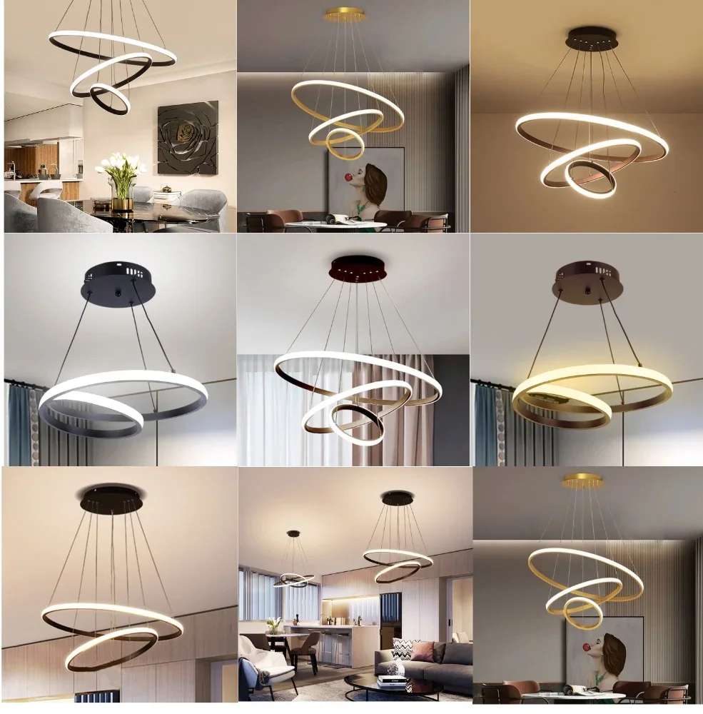 Nordic Luxury Hanging Light Adjustable LED Pendant Chandelier High Brightness for Living Room Dining Room Bedroom Decor Ornament