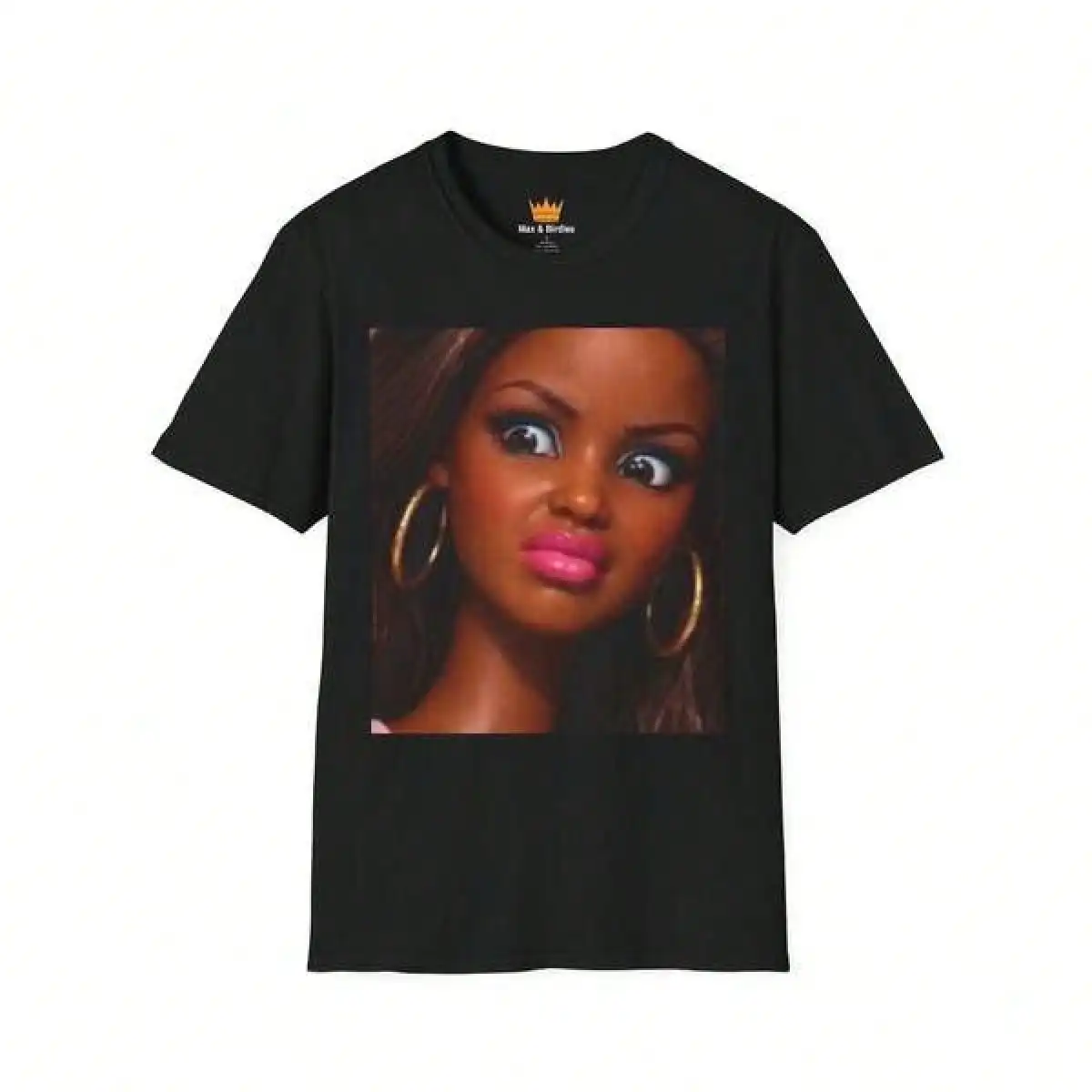 T Shirt Print ,Graphic-Cotton Tees Size Plus,B ArbieCore Shocked Doll Face T-Shirt Funny Meme Expression Tee,Y2K,Oversized Shirt