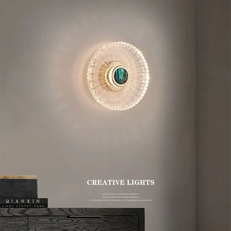 

Modern Round Wall Lamp Light For Living Room Aisle Balcony Corridor Bedroom Bedside LED Creative Acrylic Lighting Fixtures Decor