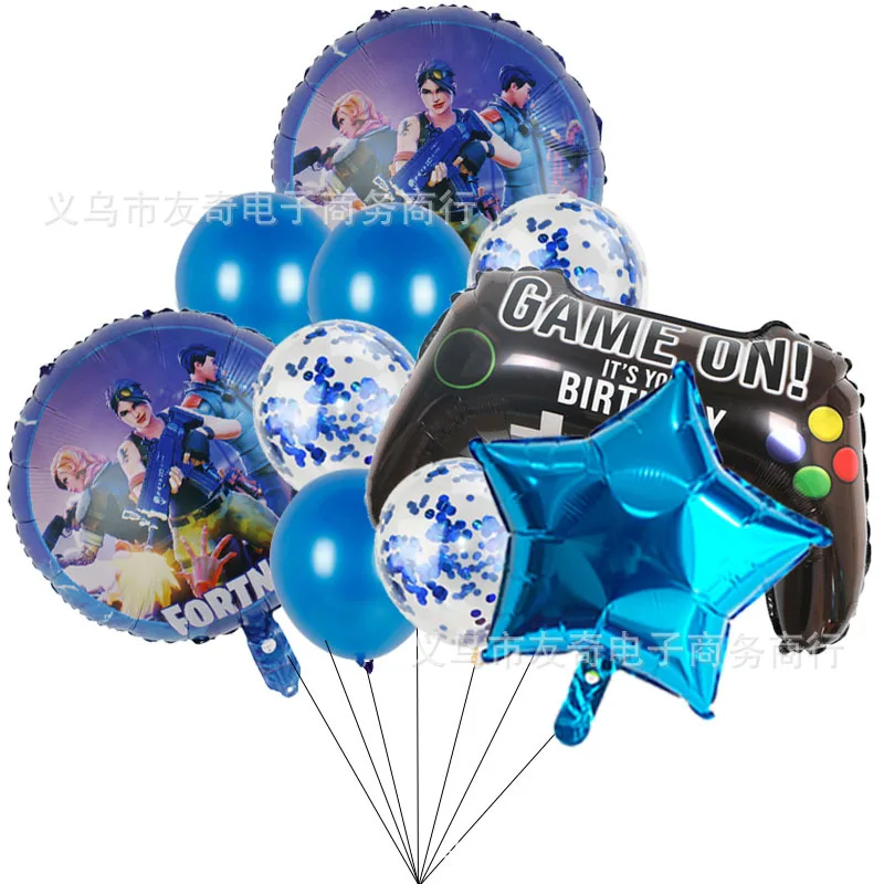 مجموعة بالونات تزيين حفلات أعياد الميلاد للأولاد من Game Fortnite، مجموعة بالونات لتزيين غرفة نوم الأطفال هدية لديكور غرفة نوم الأولاد