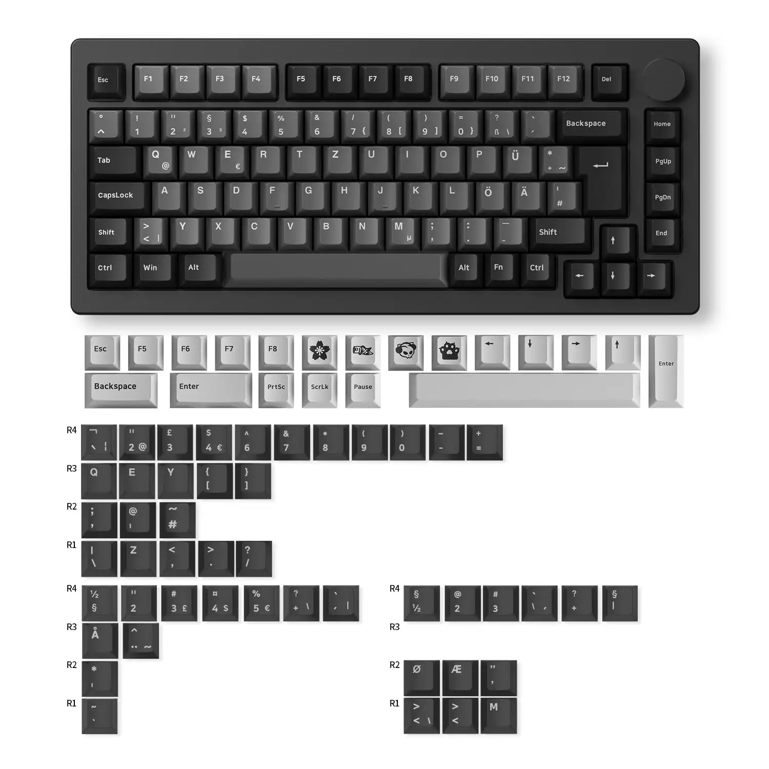 Imagem -06 - Teclado Mecânico Multimodo Akko Monsgeek Junta de Alumínio Hot Swap Rgb Preto Prata Iso de Layout Nórdico M1w v3 75