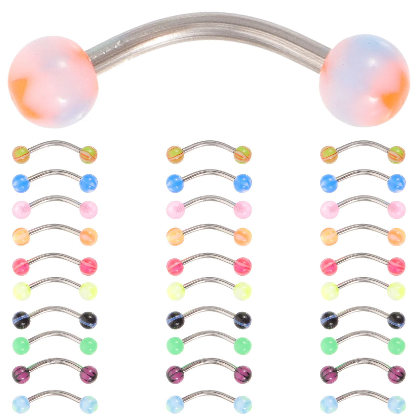 

30 pcs Stainless Steel Eyebrow Rings Metal Body Piercing Jewelry Decorative Eyebrow Rings decorative eyebrow piercing jewelry