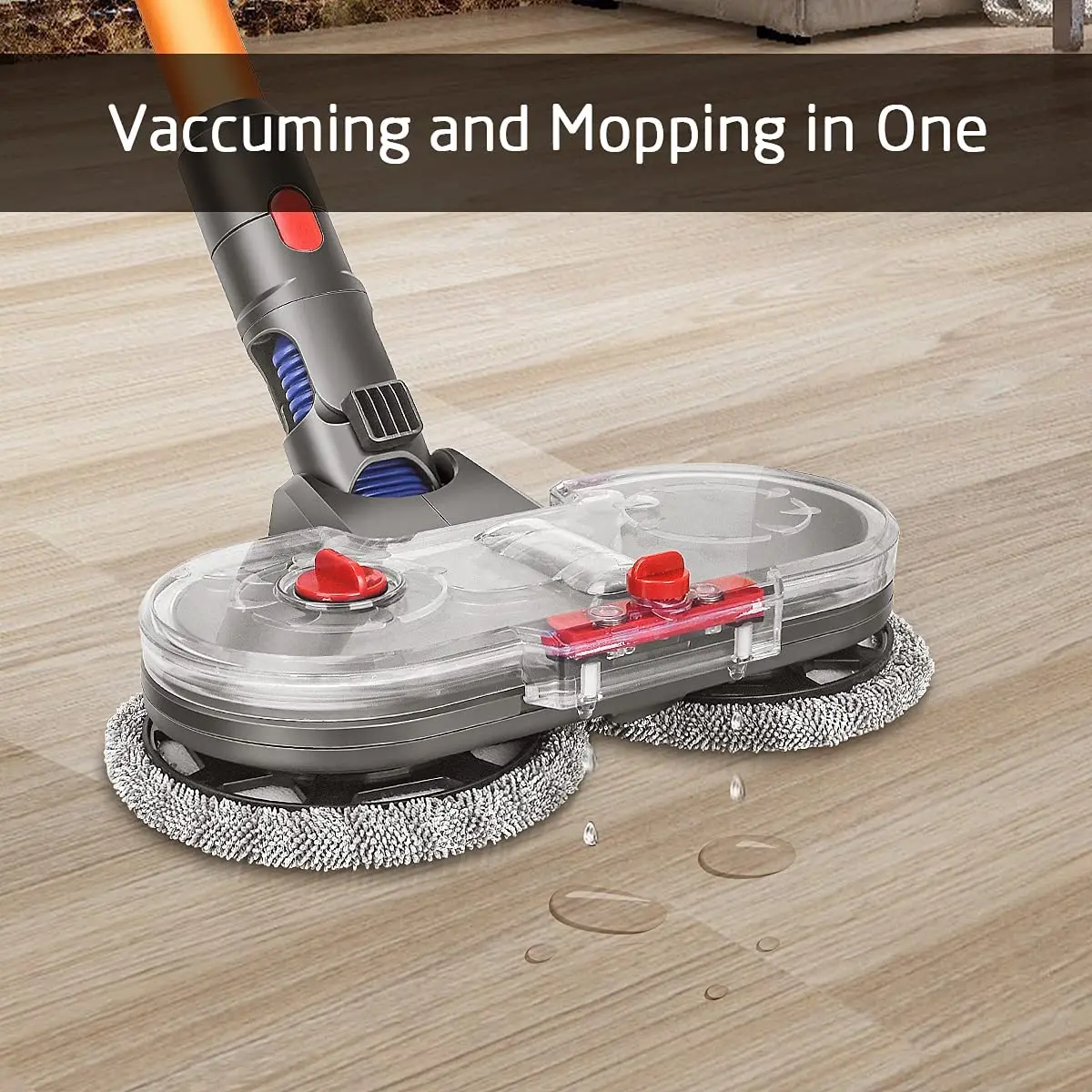 Mop Attachment for Dyson V15 V11 V10 V8 V7 Vacuum Cleaner, Electric Mop Attachment with Water Tank and 12 Washable Mops