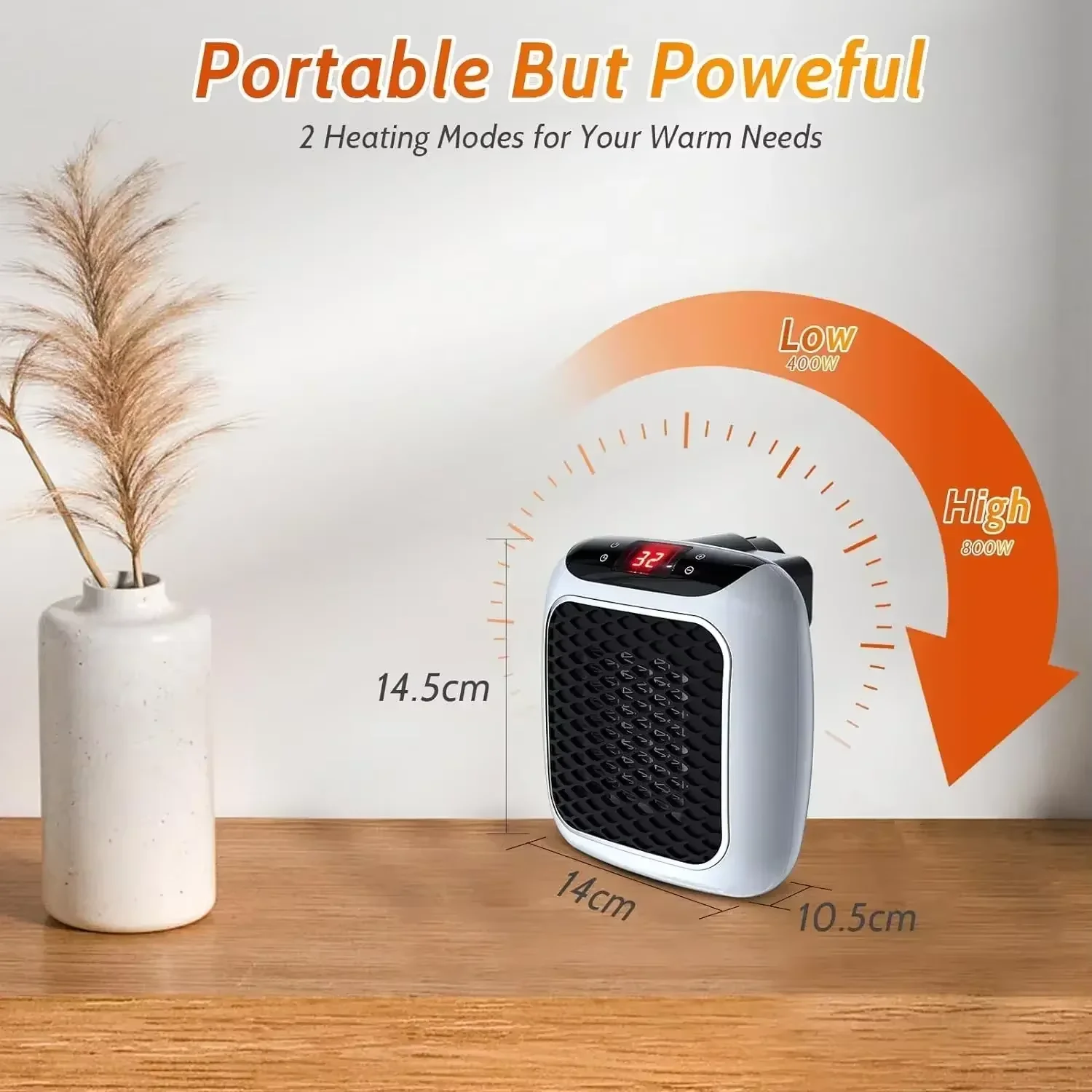 Small Heater Wall Mounted PTC Ceramic Heater Mechanical Electric Heater with Remote Control Small Home Bathroom Home Heating