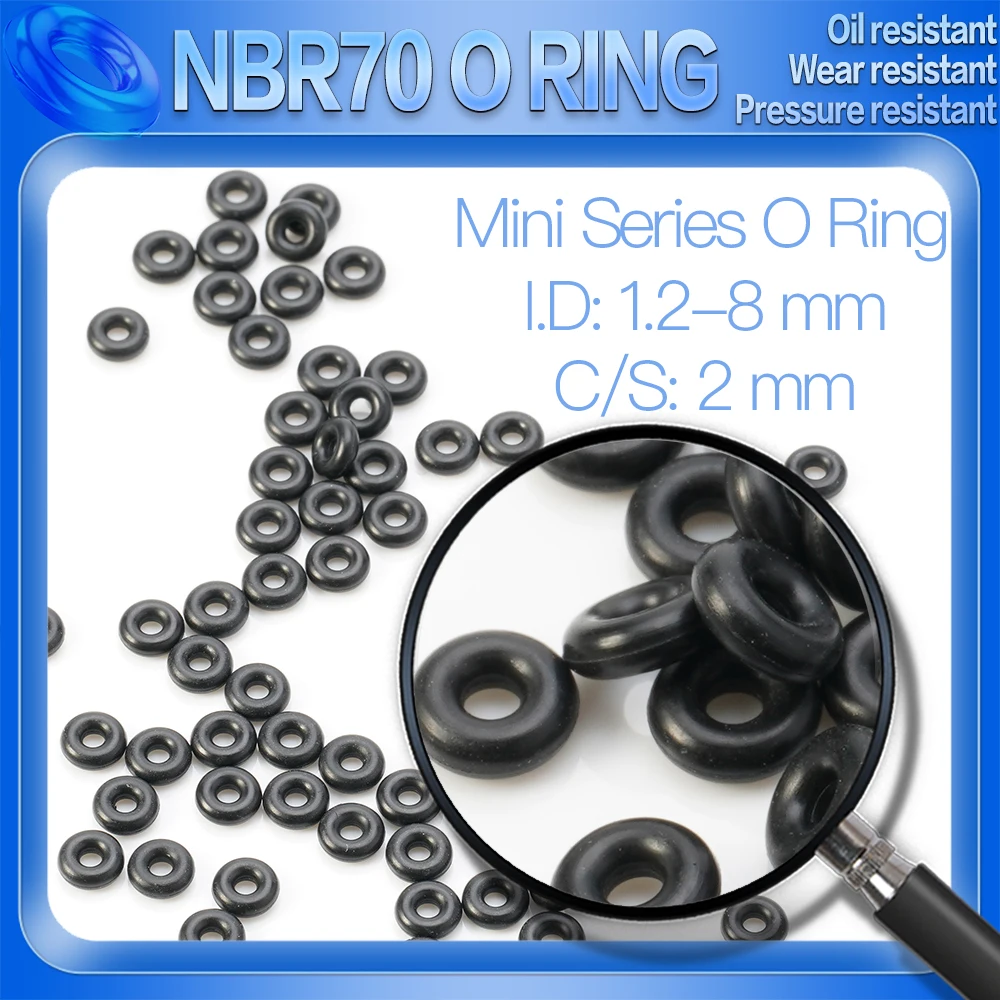 100PCS/Lot Nitrile Rubber Black NBR CS 2 MM ID 1.2/2/2.1/2.5/3/3.5/3.7/4/4.4/4.5/4.6 MM O Ring Gasket Oil Resistant Waterproof