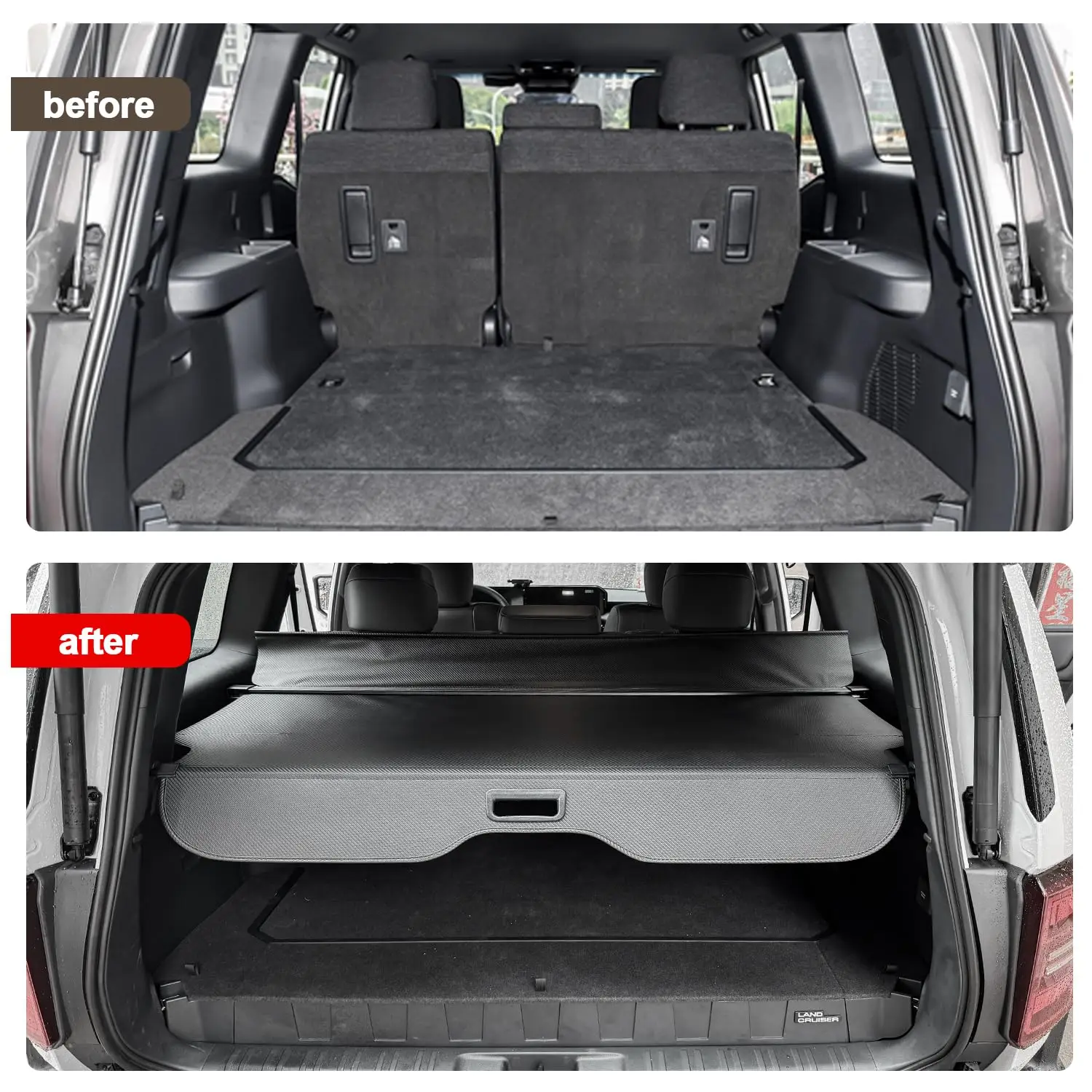 JYCDC for 2024 Toyota Land Cruiser 250 1958 Prado Lc250 Trunk Security Cover Retractable Rear Cargo Cover Shade Carbon Fiber