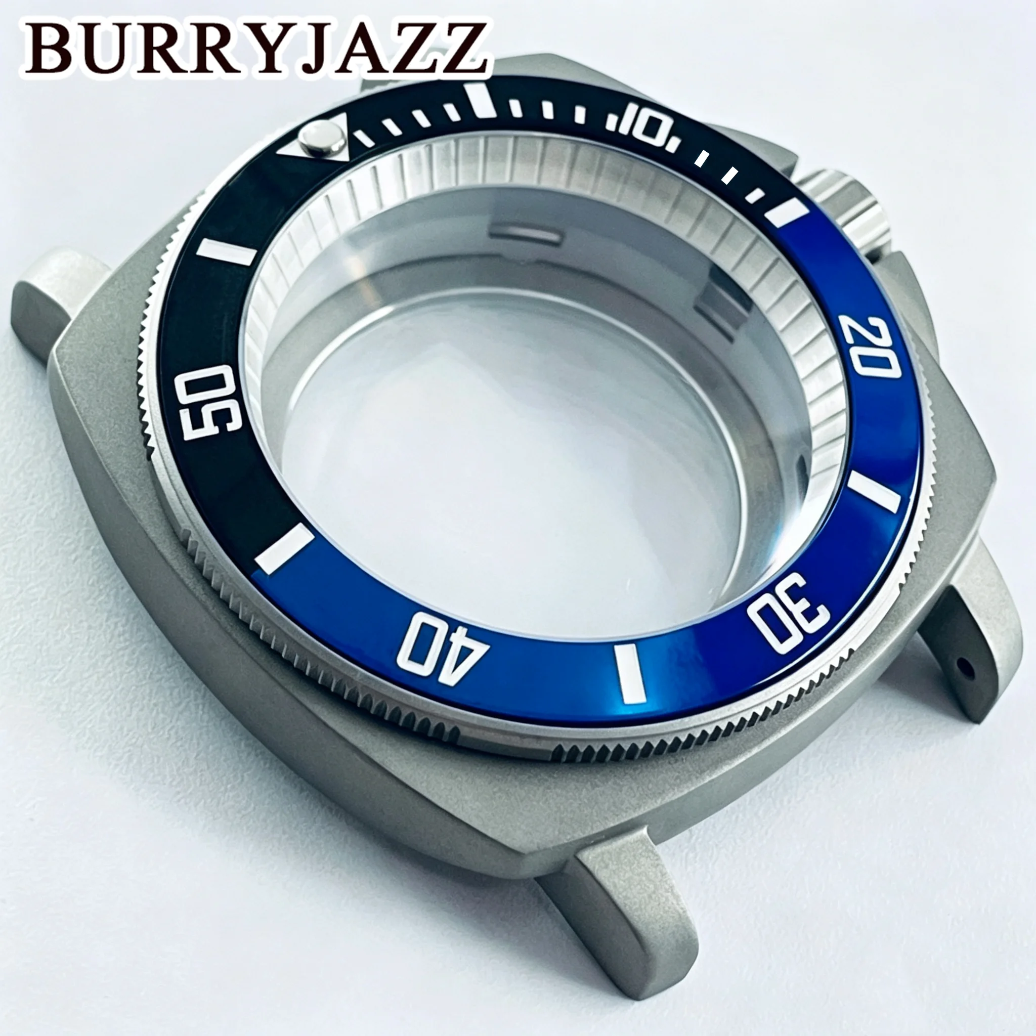 42mm Square Diving Watch Case Brushed Sandblasted Case Silver Bezel Sapphire Crystal Fit NH35 NH36 NH38NH39 NH70 NH72 Movement