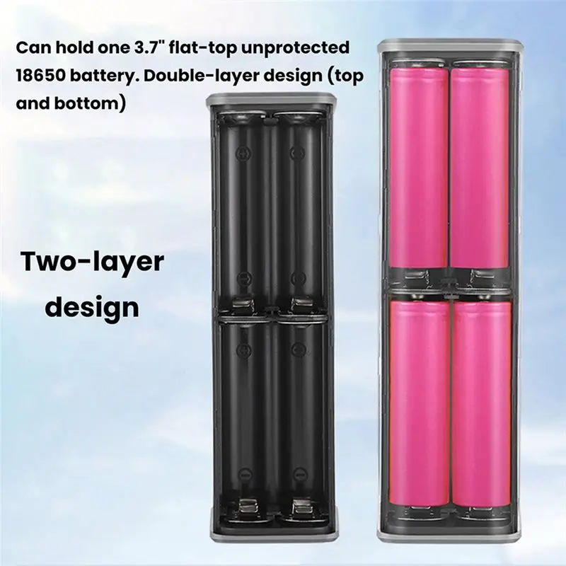 PD65W 8 Cell 18650 Battery Storage Box Super Fast Charging DIY Power Bank Case,Digital Display USB+ Type-C Holder