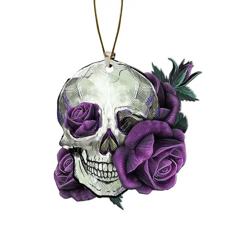 Car Pendants Acrylic Skull Head Hang Decor Necklace For Men Punk Rapper Skeleton Head Necklaces Boyfriend Jewelry Gifts