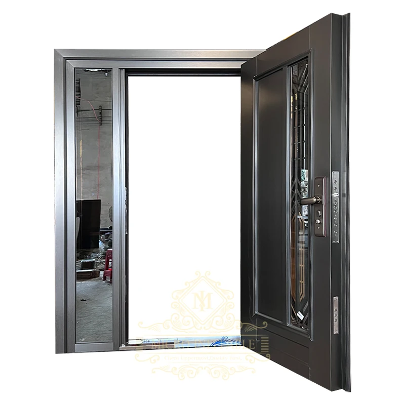 Porte in acciaio dimensioni personalizzate ingresso lussuoso design reale sicurezza esterna in acciaio metallico di alta qualità