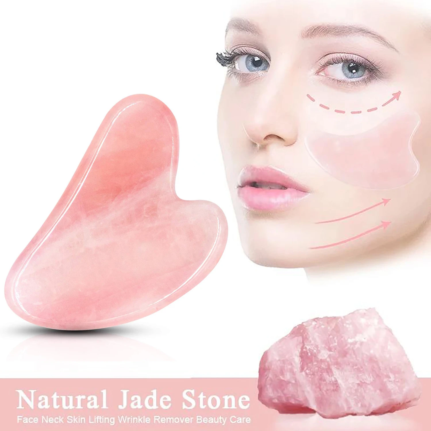 Jade Gua Sha Facial Scraper Tool, Natural Stone Face Massage Massager, Skin Lifting Firming Scraping Board for SPA Relaxation