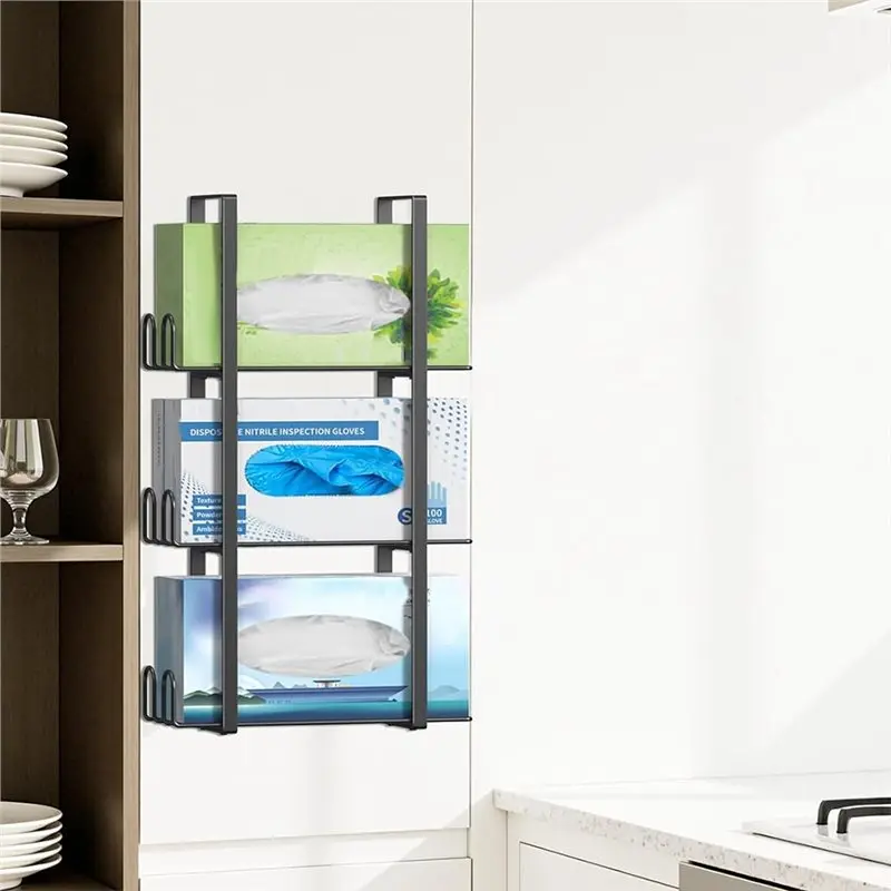 Glove Holder Dispenser for Wall Mount, Disposable Latex Gloves Holder for Lab, Wall-Mounted Triple Rubber Box Holder