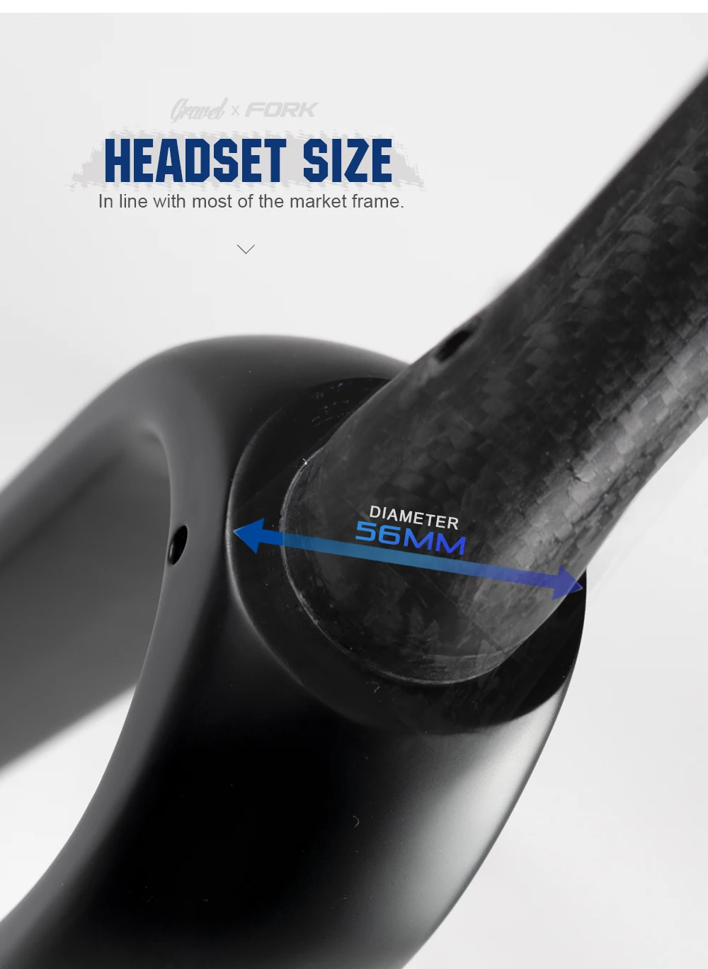 OG-EVKIN FK-020 Gravel-Gabel aus Carbonfaser, konische Gravel-Fahrrad-Vorderradgabel, Fahrradgabel, schwarz matt, 700C x 55C, Steckachse 12x100mm – Detail 11