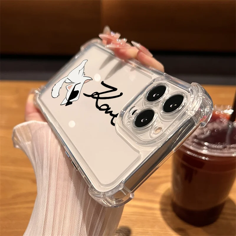 Coque de téléphone Y2k avec Signature de styliste, étui Transparent Anti-chute pour iPhone 17 16e 16 15 14 13 12 11 Mini Air Pro Max Plus