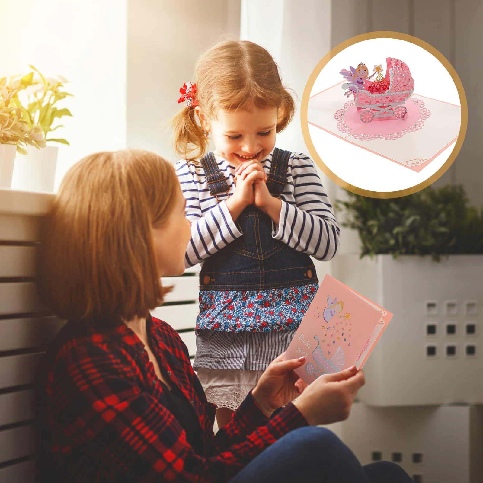 

3D Baby Crib Cards Foldable Blessing Birthday Gift Kids Special Pattern Color Visual Enjoyment Personal Wishes Low Key Texture