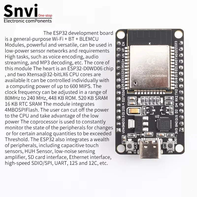 Picture 4: ESP32 Development Board  WiFi Bluetooth Module Type-C/Micro USB CH340C CP2102 30Pin 38Pin Expansion Board for Arduino