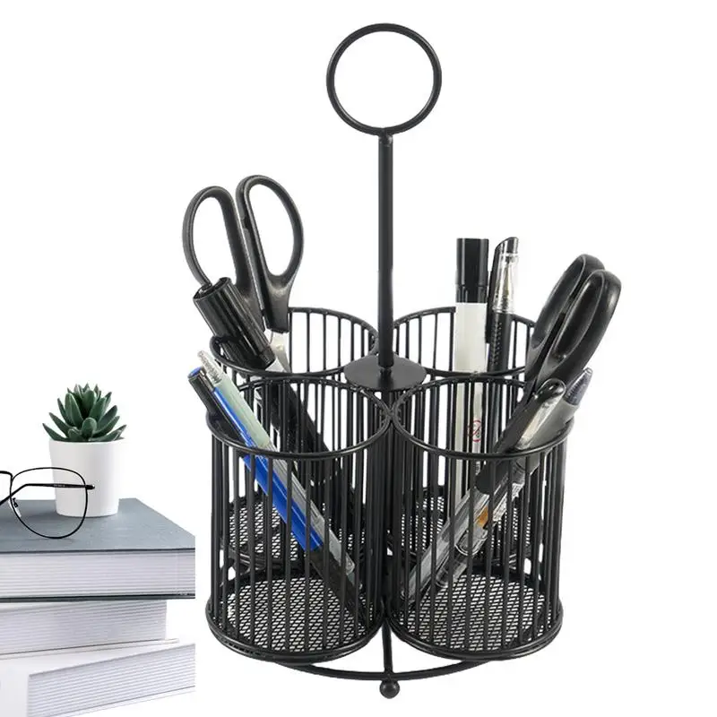 

Rotating Multi-Functional Pen Holder For Desk 4 Slot Multi-Purpose Desktop Stationary Organizer Beauty Tool In Vanity