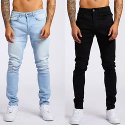 2024 Black Street Fashion Men Jeans High Quality Retro Blue Elastic Slim Fit Ripped Jeans MenDesigner Denim Brand Pants Hombre