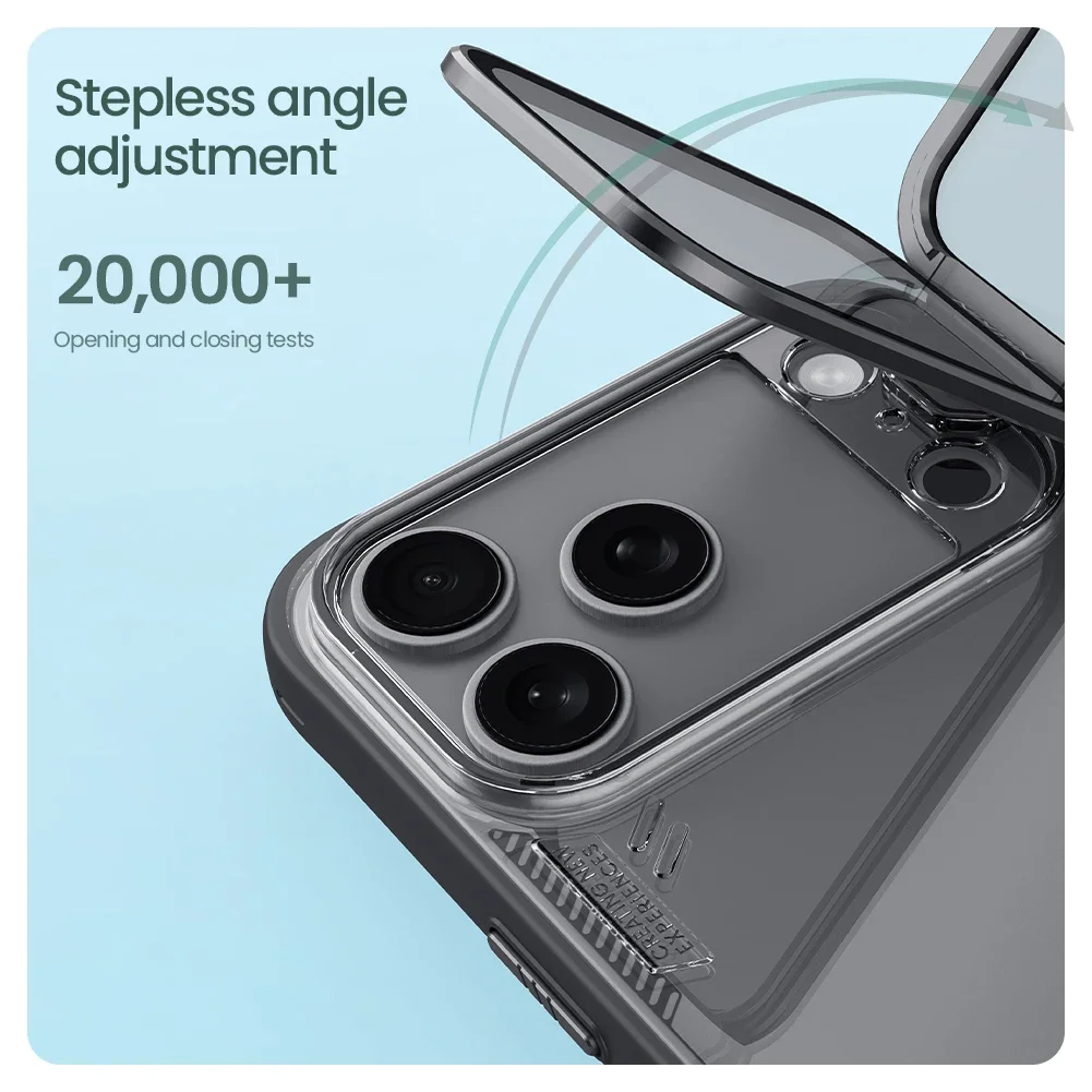 

Nillkin for iPhone 17 Pro Max / 17 Pro case Iceblade Prop Clear Tranparent Lens 360 full Camera Protection with Stand Back cover