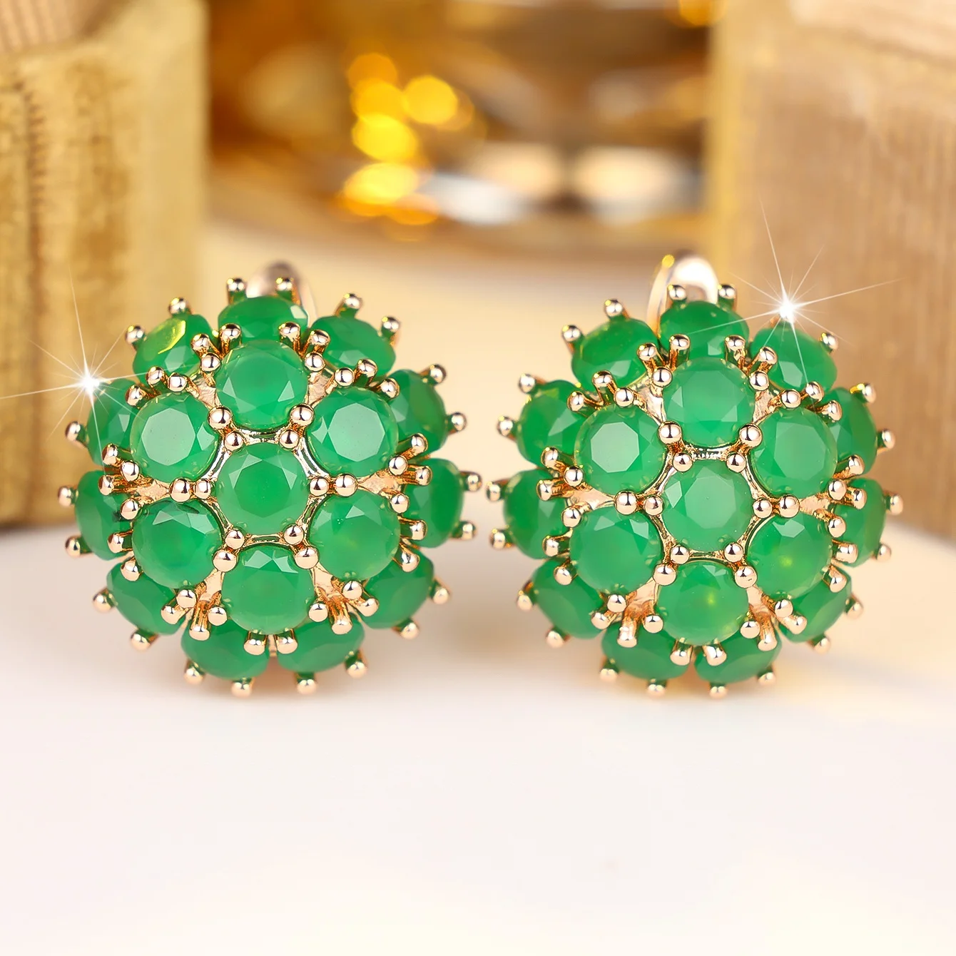 Kleine, trendige, runde, grün-lila Zirkonstein-Creolen für Damen, Vintage-Goldschmuck für Hochzeiten