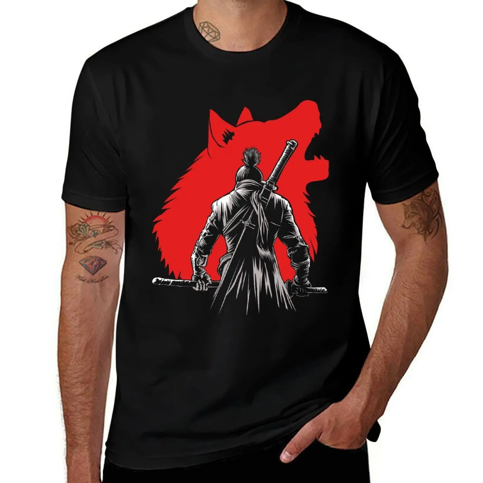 The One-armed Wolf T-Shirt Casual Graphic Print Tee T-Shirt