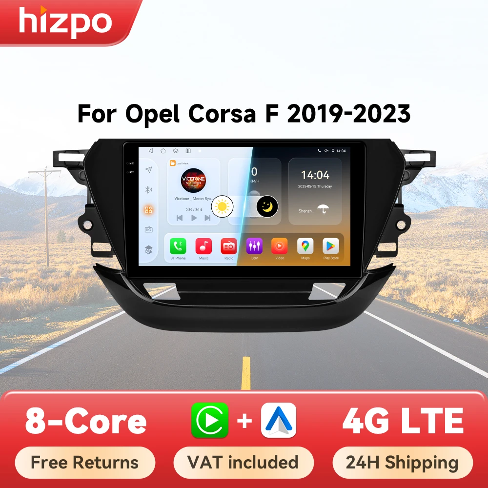 Hizpo Wireless CarPlay Android Auto Auto-GPS für Opel Corsa F 2019 - 2023 2DIN Navigation Radio Multimedia-Player DSP BT RDS WiFi 4G SWC Touchscreen Stereo-Headunit intelligentes System