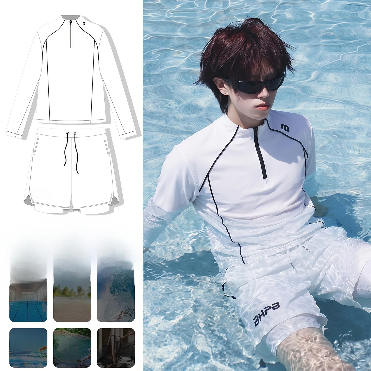 

2026 New Neutral Style Sports Swimsuit Set with Chest Binding Separate Long Sleeve Training Clothes for Men And Women