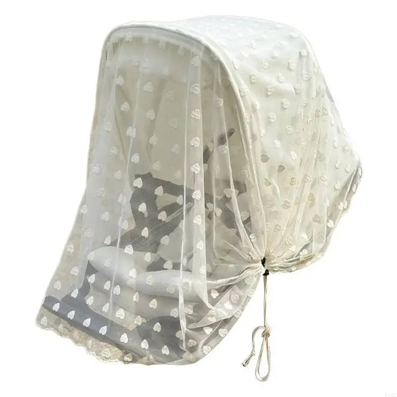 K1KC Jantung Sulaman Bayi Baby Fly Net untuk kereta bayi dan bassinet, Perlihatkan Perlindungan Lalat Lalat Lalat Bersepeda