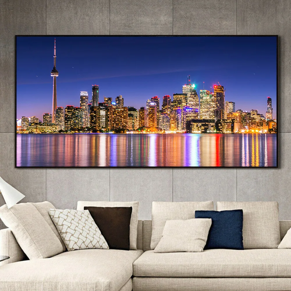 Toronto Skyline Cityscape Canvas Painting Home Decor Poster Wall Art Decorative Pictures for Living Room