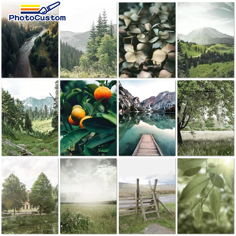 

PhotoCustom DIY Paint By Numbers Landscape Diy Handwork Pictures By Number HandPainted Decor Drawing On Canvas For Wall Art Gift