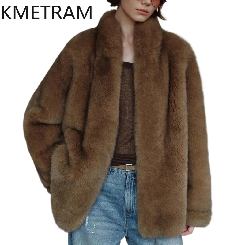 

100% Natural Fox Fur Coat Women High Quality Stand Collar Real Fur Jacket Winter Woman Clothing 2025 Furry Jackets шуба женская